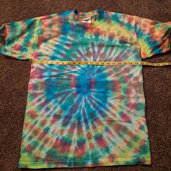 Vintage 90's Jerzees Tie Dye Heavyweight Cotton Short Sleeve T-Shirt - Picture 3 of 5